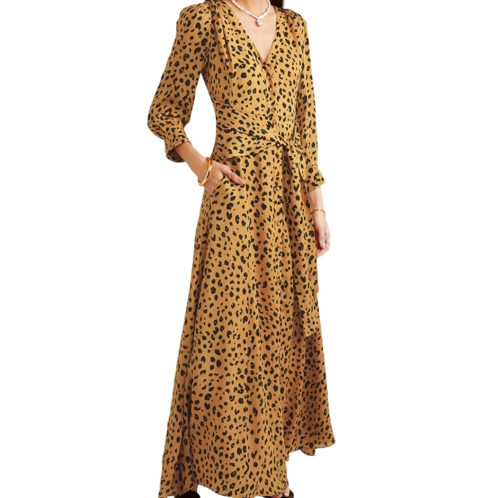 Nwt Nicholas Tie-Front Leopard-Print Silk-Crepe M… - image 1